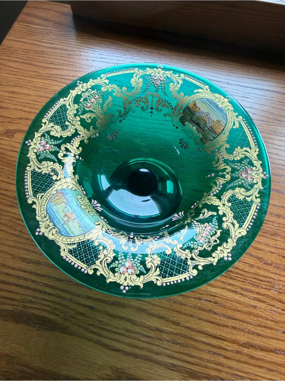 Murano Venetian Glass Bowl w/Intricate Gold Trim